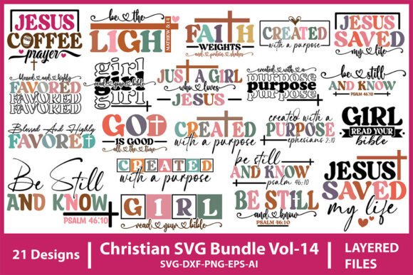 Christian SVG Bundle Vol-14: T-Shirt Designs
