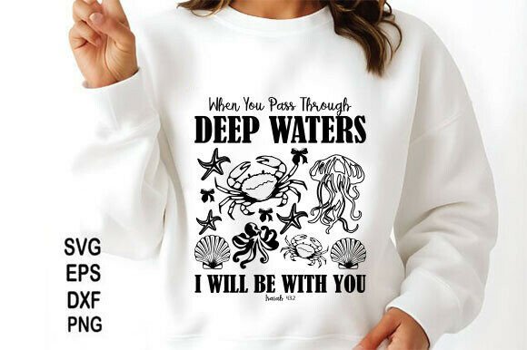 Deep Waters PNG, Christian, Beach SVG — T-Shirt Designs