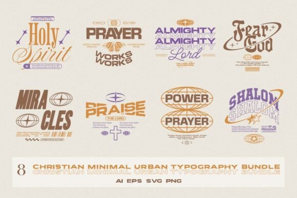 RETRO CHRISTIAN URBAN TYPOGRAPHY BUNDLE: T-Shirt Designs